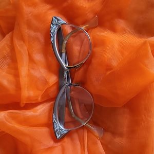 Antique Diamond cut aluminum frame cat eye glasses